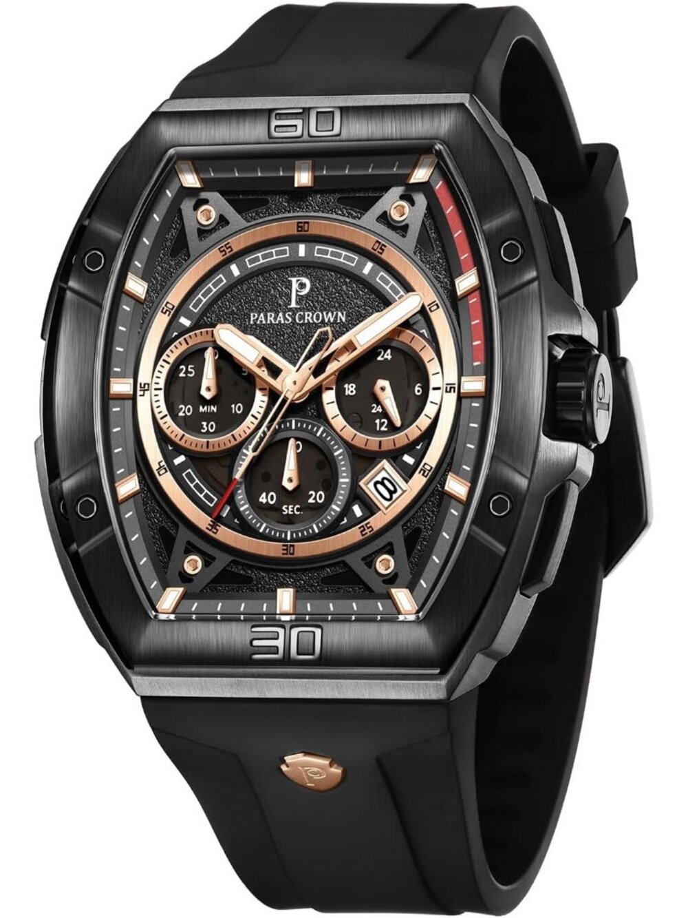Men's Black 5ATM Waterproof Quartz Luxury Chronograph Analog Wrist Watches
